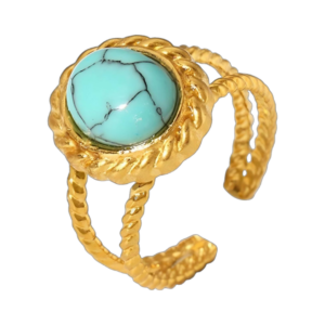 Double band oval design gold plated ring