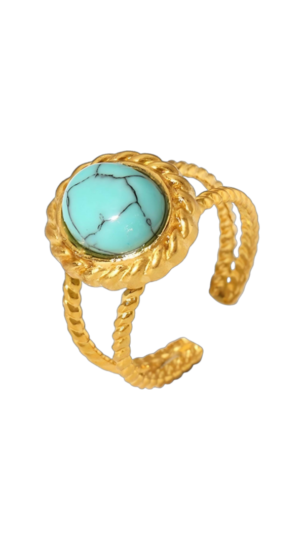 Double band oval design gold plated ring