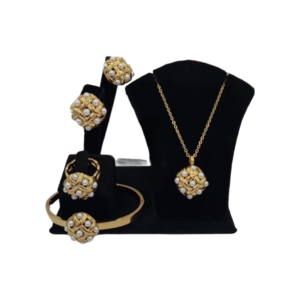 Gold-plated set of earrings, pendant, ring & bracelets