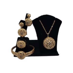 Gold plated earring, pendent, bracelet & ring set