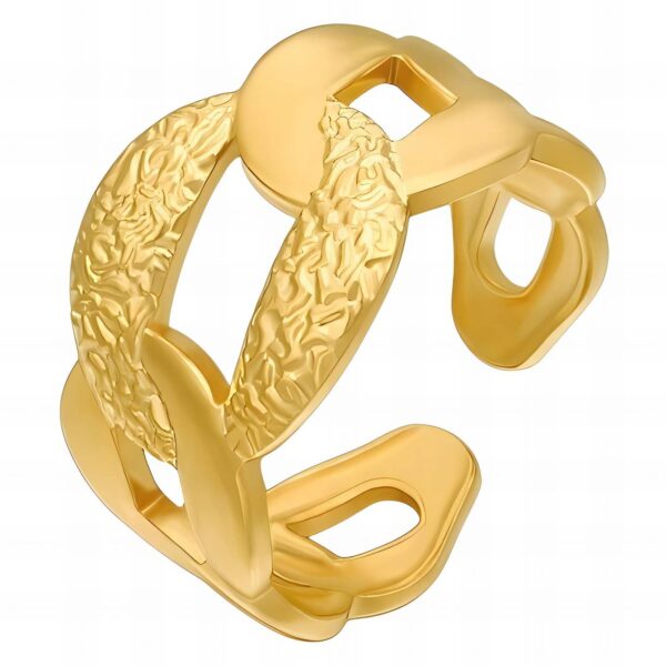 Mixed design interlocking gold plated ring