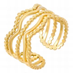 Gold plated layered multirow ring