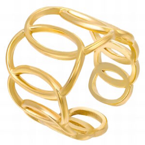 Oval interlock gold plated ring
