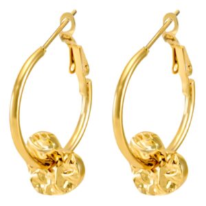 Gold heart round earrings