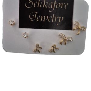 3  pc gold-plated earrings