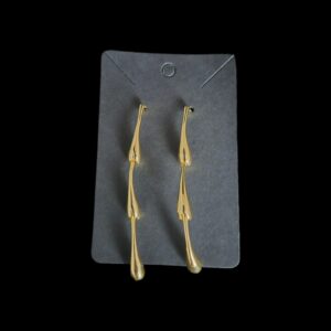 3 drop gold-plated earrings