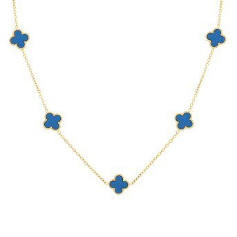 Gold-plated clover necklace blue ds