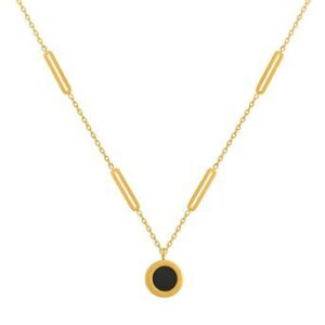 Gold-plated necklace wt black dz