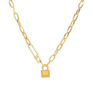 Gold-plated lock necklace