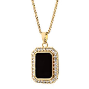 Gold plated necklace wt black cz