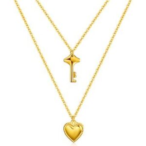 Heart and Key double necklace