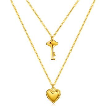 Heart and Key double necklace