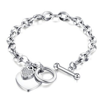 Stainless steel hearts bracelet