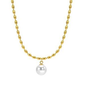 Gold-plated necklace wt pearl