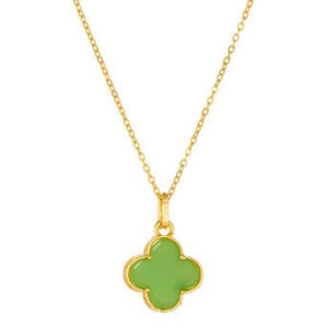 Gold plated necklace wt green ds