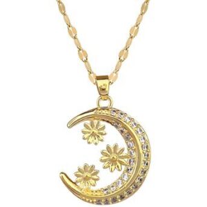 Crescent gold-plated necklace