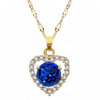 Heart necklace with blue cz