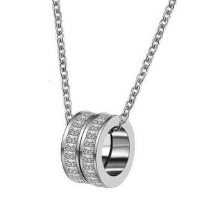Stainless steel double pendant necklace